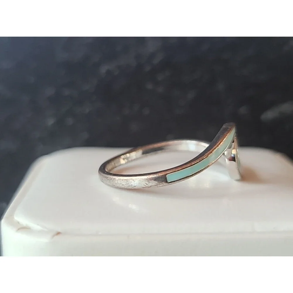 Pura Vida Silver Tone Blue Enamel Wave Ring, Size US 9.25 READ Description